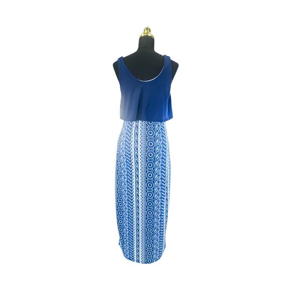 'I'm in Love with Derek' Blue Geometric Maxi Dress - Size L - Picture 3 of 8